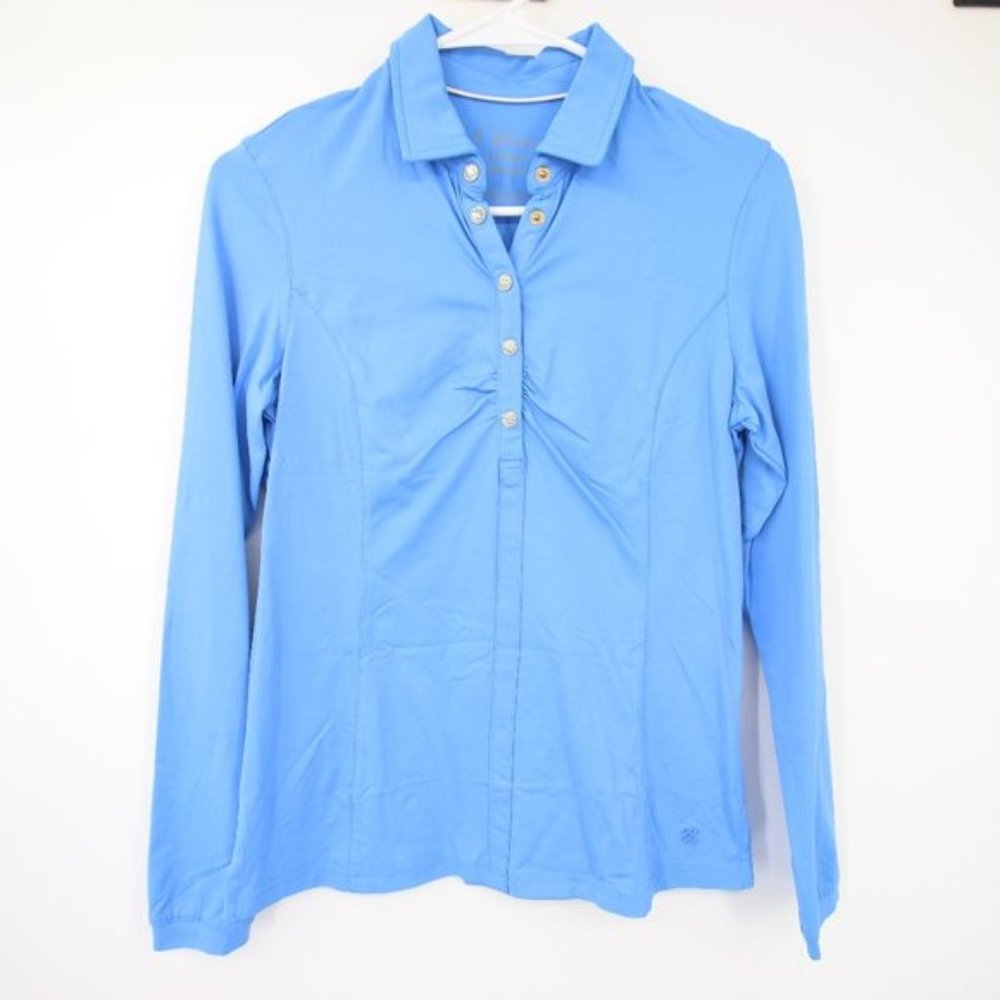 Clover by Bobby Jones Performance Button Long Sleeve Shirt Blue Size S